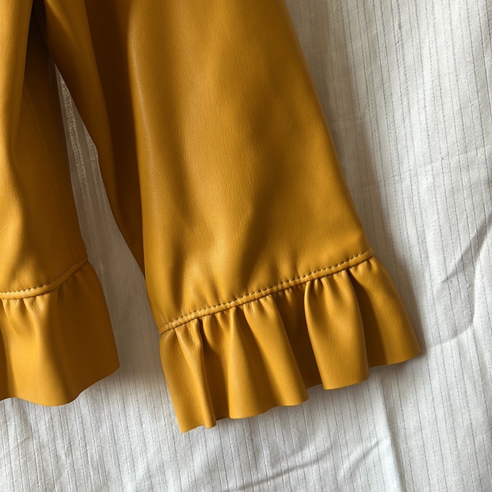 Zara Basic Pleather Mustard Yellow Jacket - image 4